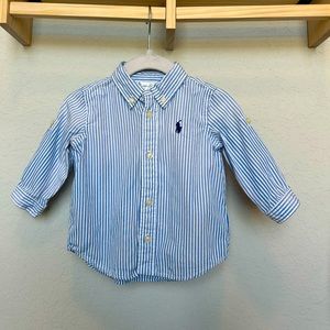 Ralph Lauren 6 Month Blue Striped Button Down
